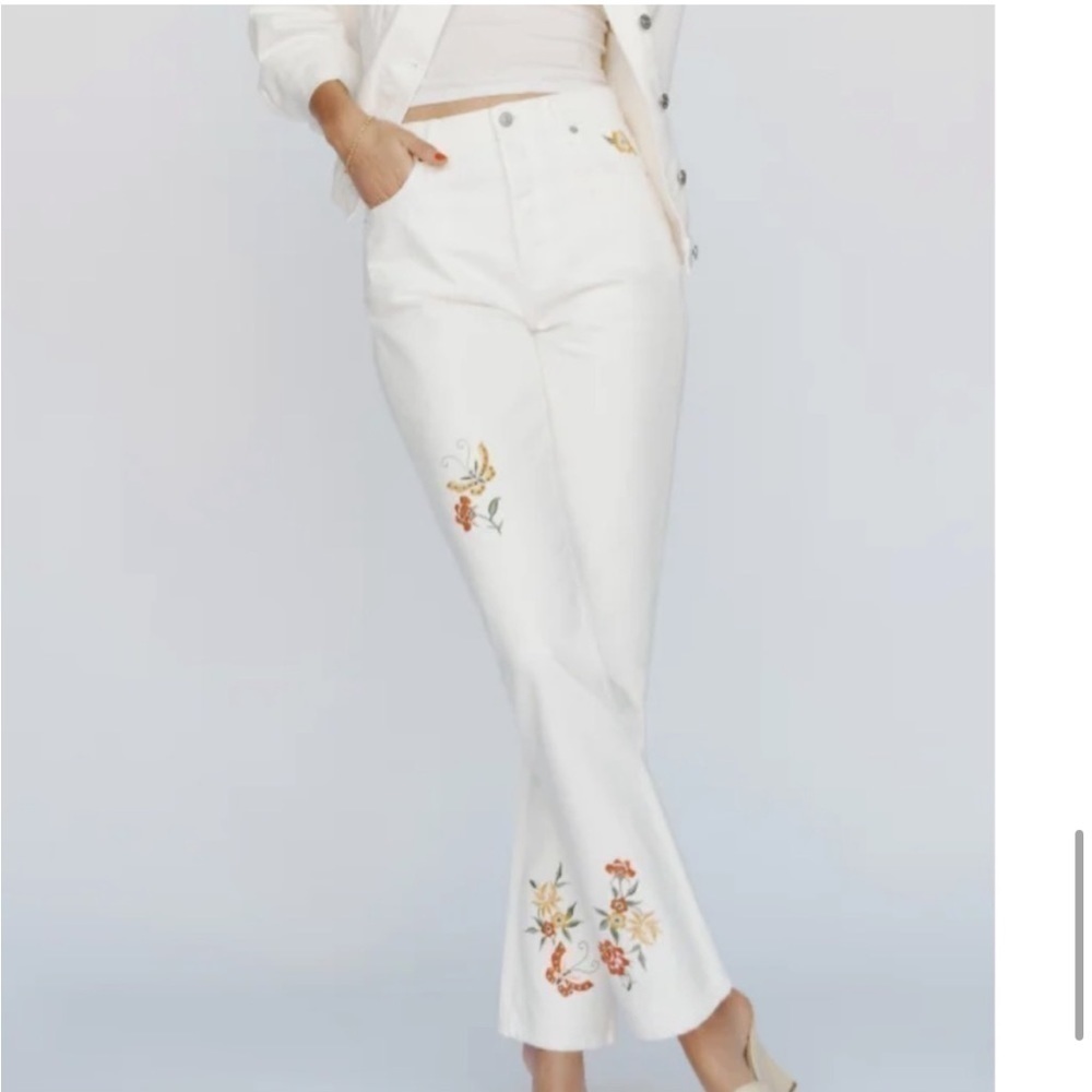 Reformation Cynthia High Rise Straight Embroidered Jeans